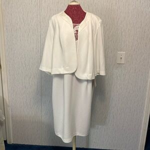 Women's Maya Brooke White Size 20 W Jacket Dress with Lace Trim Jacket Dress New